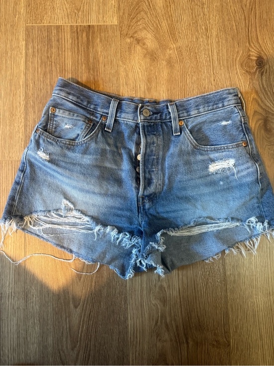 Levi's Pants - Levi's 501 Distressed Light Blue High-Rise Denim Shorts